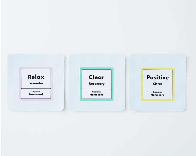 リラックス・クリア・ポジティブの３つの香りのフレグランスカード